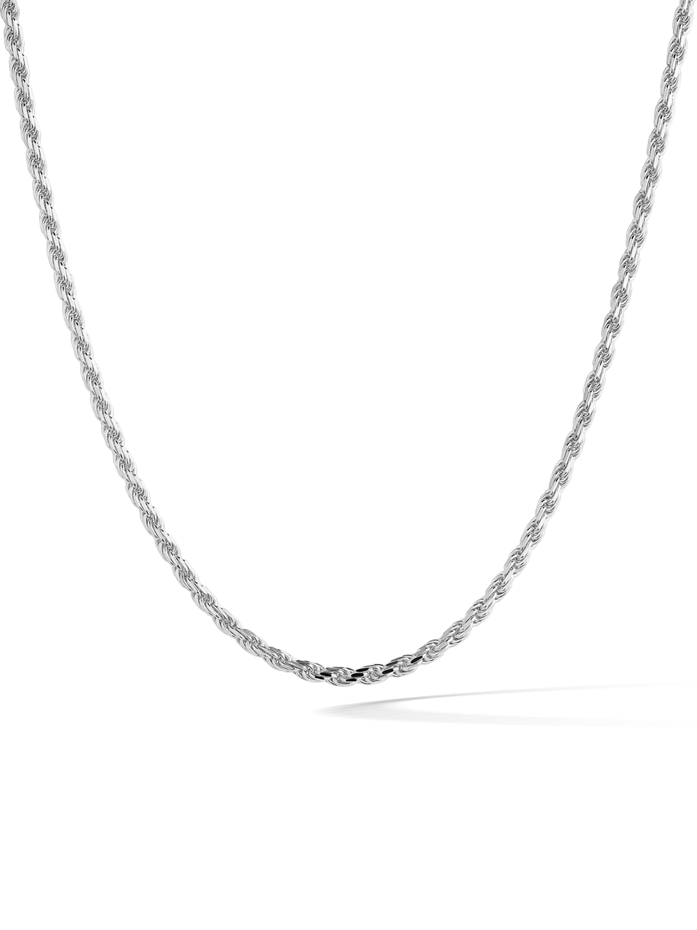 2.5mm 14k White Gold Rope Chain