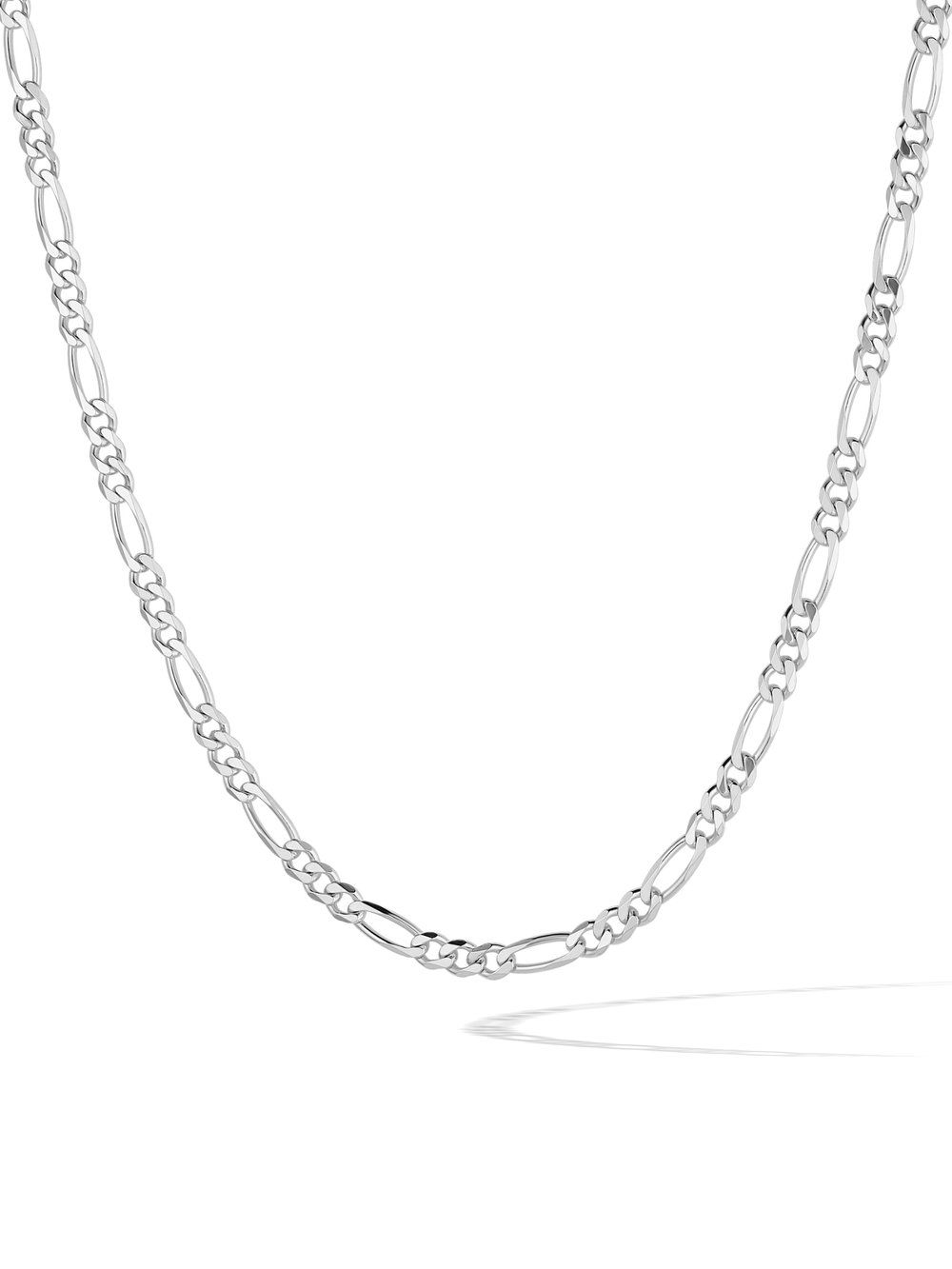 2.5mm 14k White Gold Figaro Chain