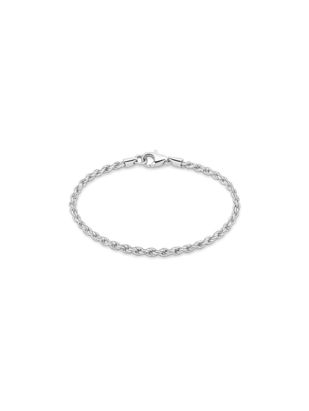 2.5mm 14k White Gold Rope Bracelet